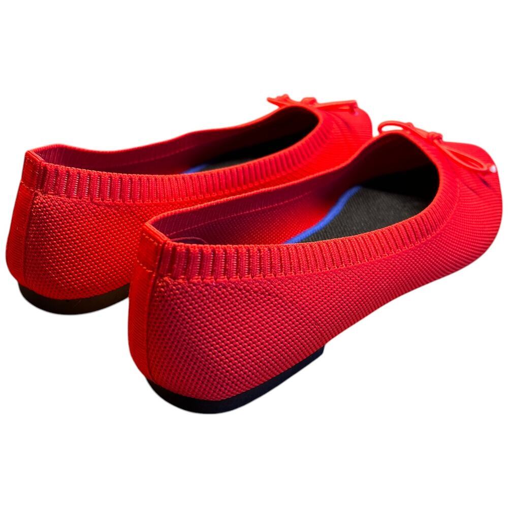 Shupua Women's Size 8 Red Ballet Flats Christmas Shoes Comfortable Knit - Picture 5 of 12